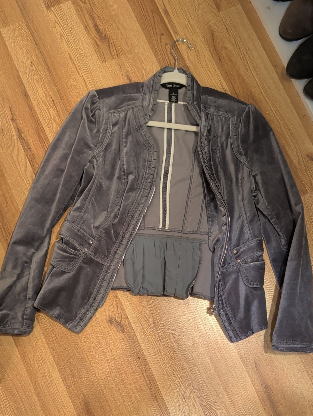 White House Black Market Slate Gray Velvet Blazer